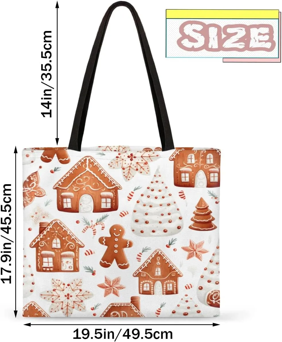 Christmas Candlelight Dinner Canvas Tote Bag for Women Men Stylish Tote Handbag Shoulder Bag Reusable Grocery Bag