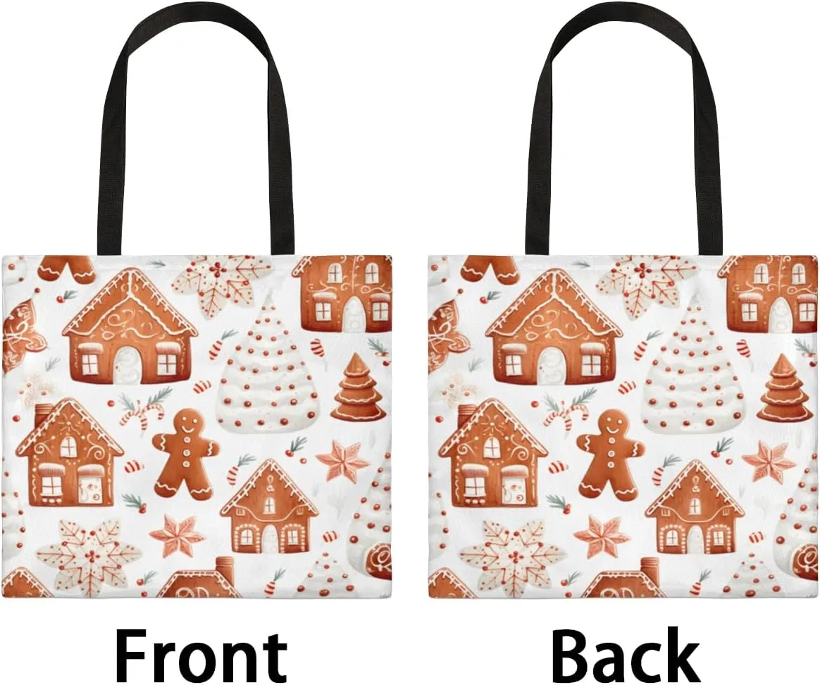 Christmas Candlelight Dinner Canvas Tote Bag for Women Men Stylish Tote Handbag Shoulder Bag Reusable Grocery Bag
