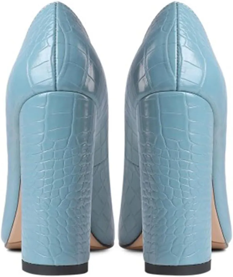 Chunky Heel Pumps for Women Pointed Closed Toe Slip On High Heel Formal Dressy Shoes Leather Suede Party Event Wedding Prom Office
