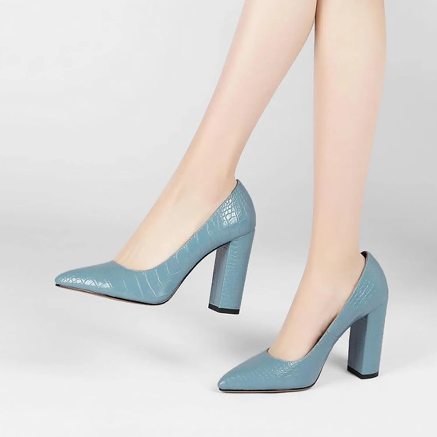 Chunky Heel Pumps for Women Pointed Closed Toe Slip On High Heel Formal Dressy Shoes Leather Suede Party Event Wedding Prom Office