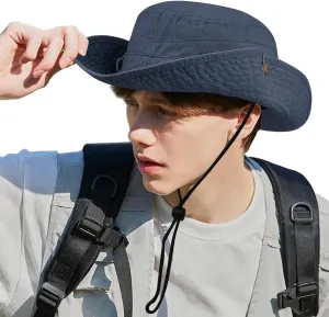 Clakllie Wide Brim Fishing Safari Hats Windproof Bucket Hat Breathable Boonie Hat Outdoor Kayaking Rowing Caps