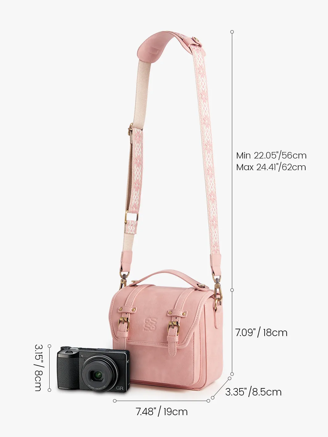 Clara Vintage Shoulder Camera Bag - Muted Lilac / Pink
