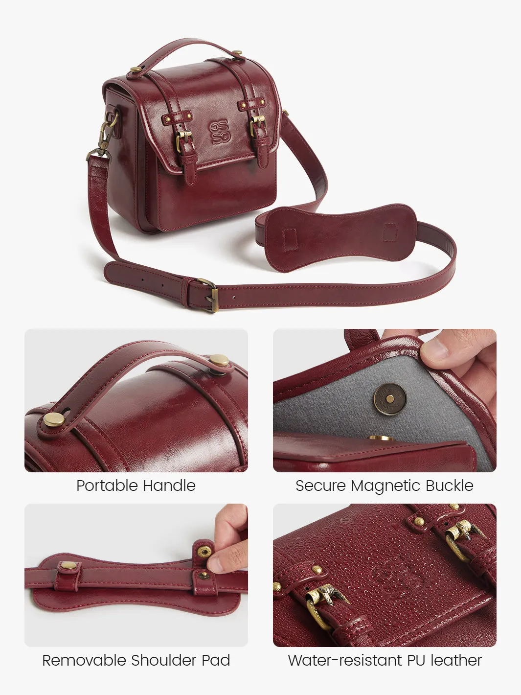 Clara Vintage Shoulder Camera Bag - Muted Lilac / Pink
