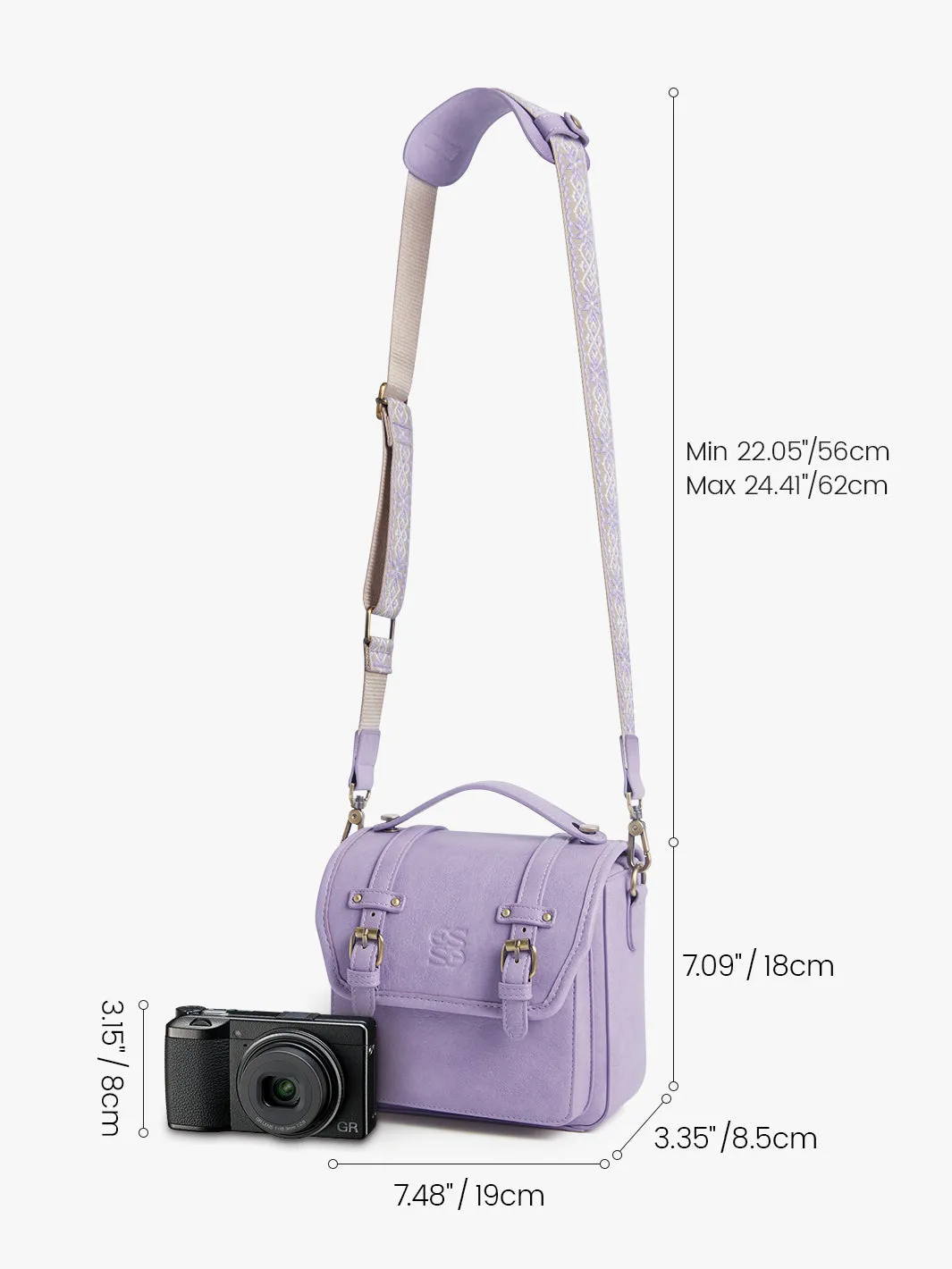 Clara Vintage Shoulder Camera Bag - Muted Lilac / Pink