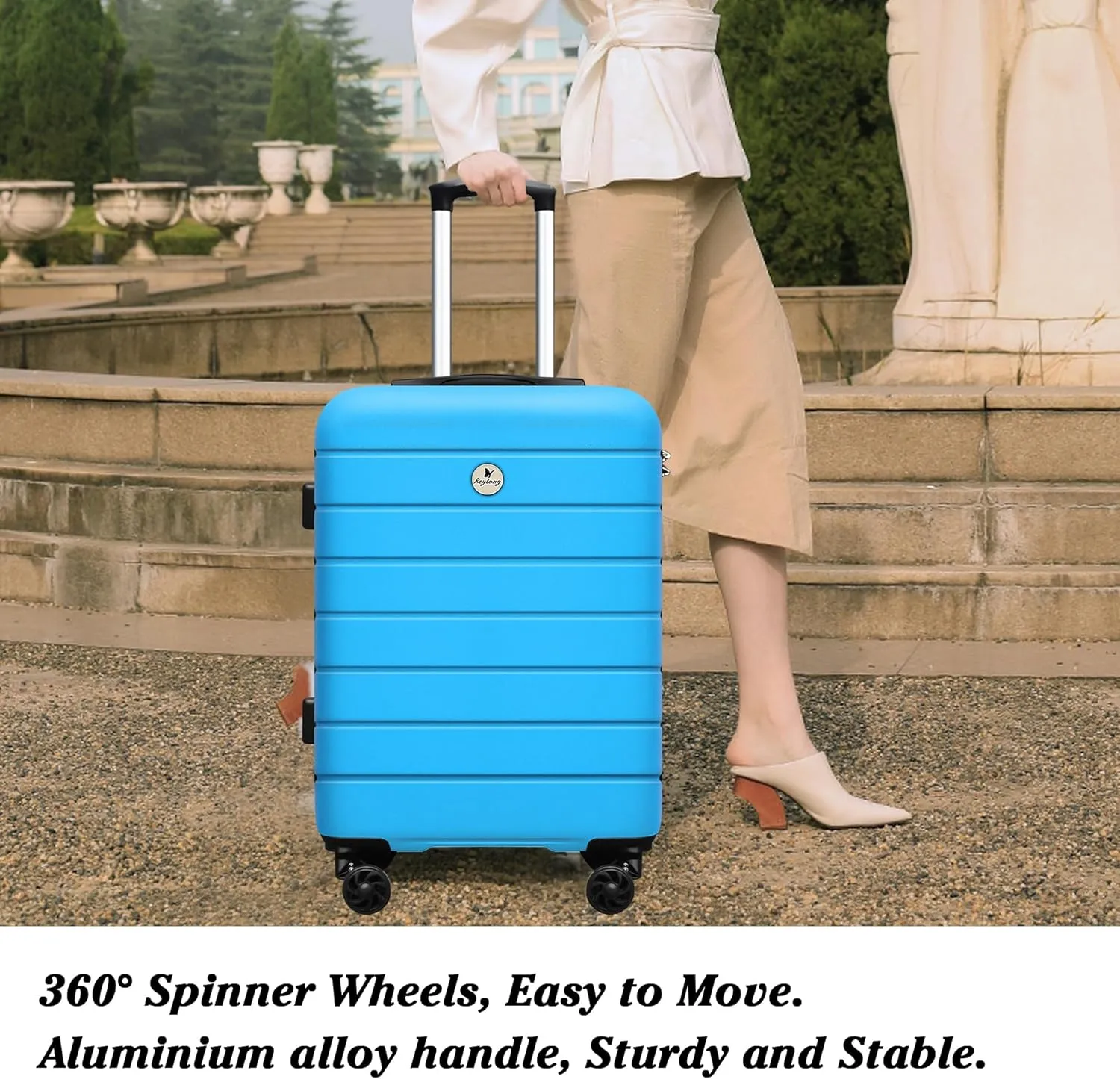Classic 3-Piece Luggage Set with TSA Lock, PC ABS Durable Lightweight Suitcase with Spinner Wheels, Hardshell Expandable Carry-On Luggage for Business Family Travel, 20/24/28 inch, Blue