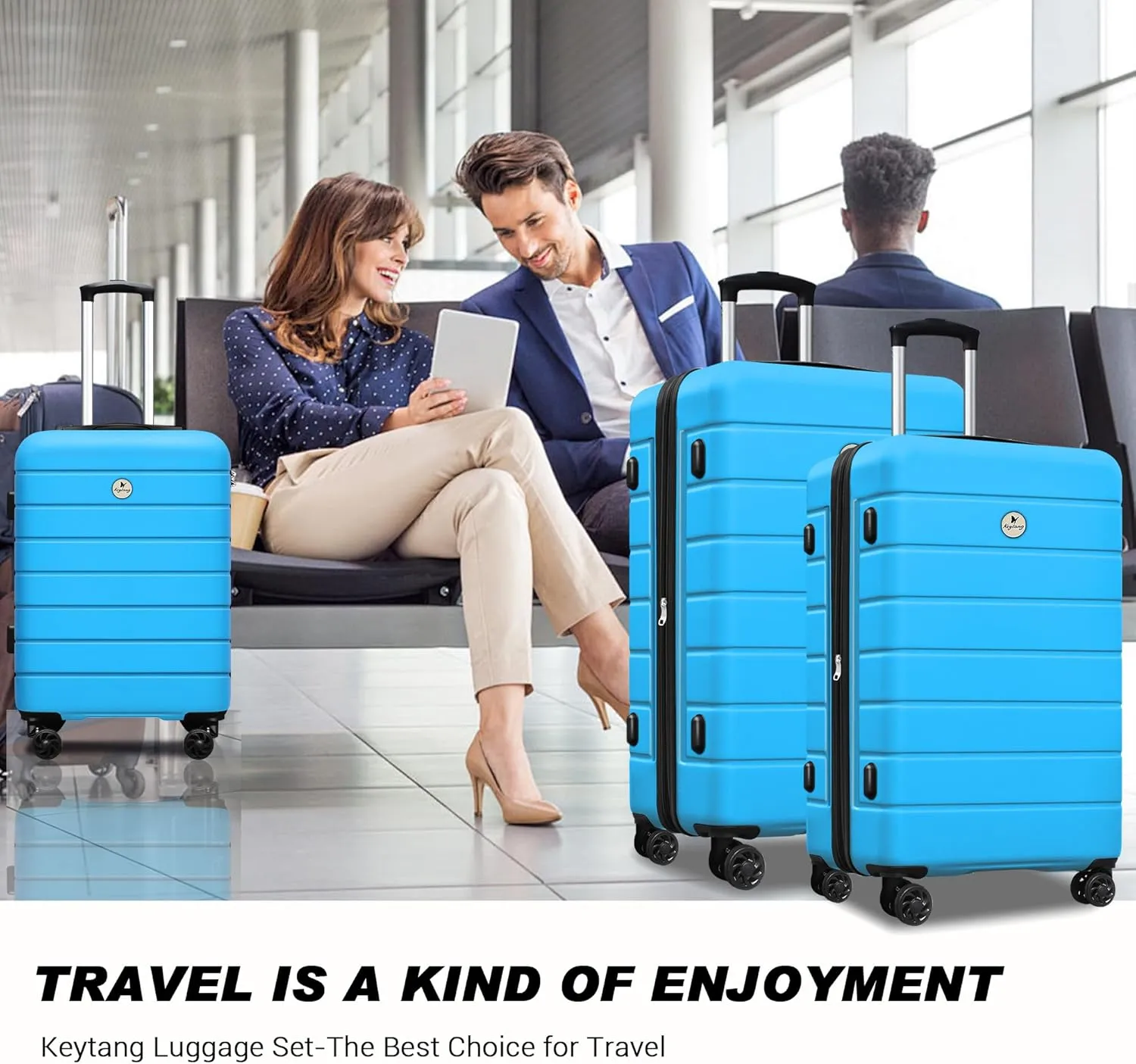 Classic 3-Piece Luggage Set with TSA Lock, PC ABS Durable Lightweight Suitcase with Spinner Wheels, Hardshell Expandable Carry-On Luggage for Business Family Travel, 20/24/28 inch, Blue