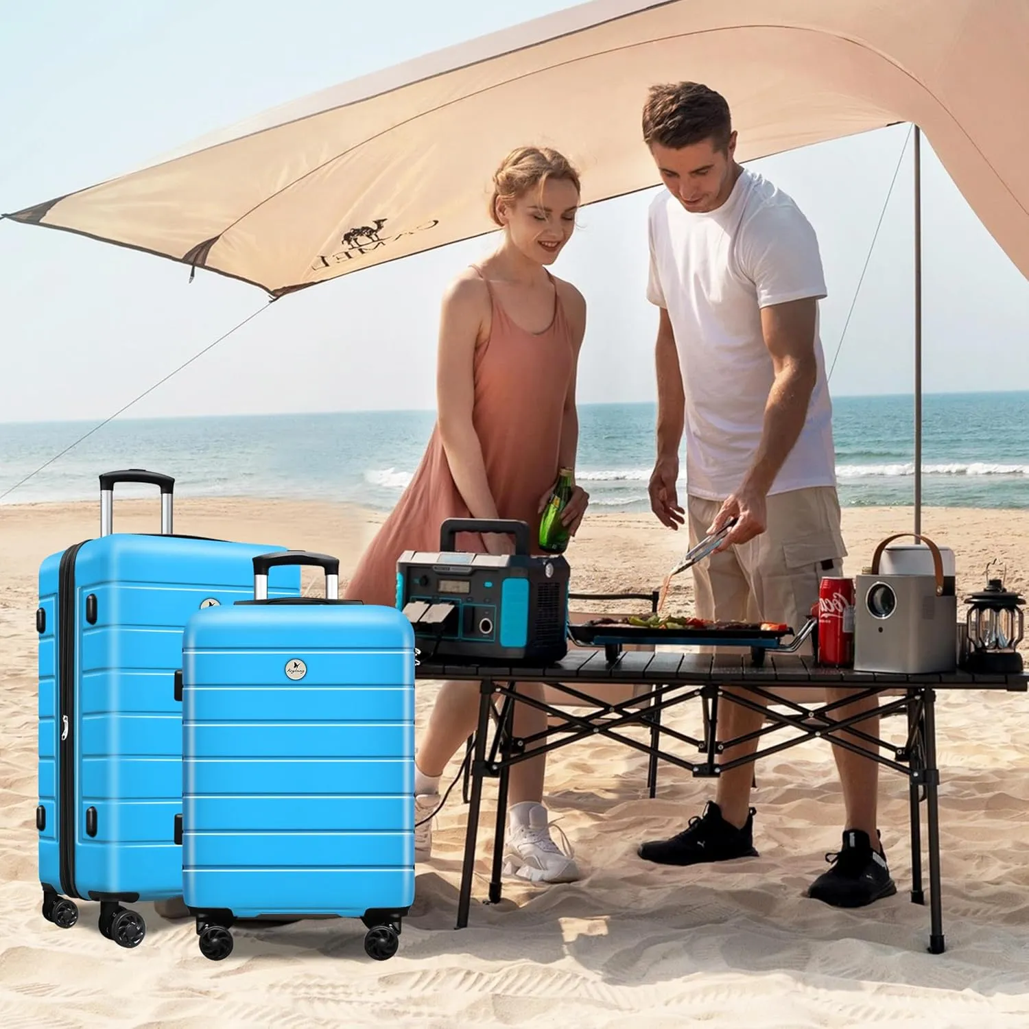 Classic 3-Piece Luggage Set with TSA Lock, PC ABS Durable Lightweight Suitcase with Spinner Wheels, Hardshell Expandable Carry-On Luggage for Business Family Travel, 20/24/28 inch, Blue