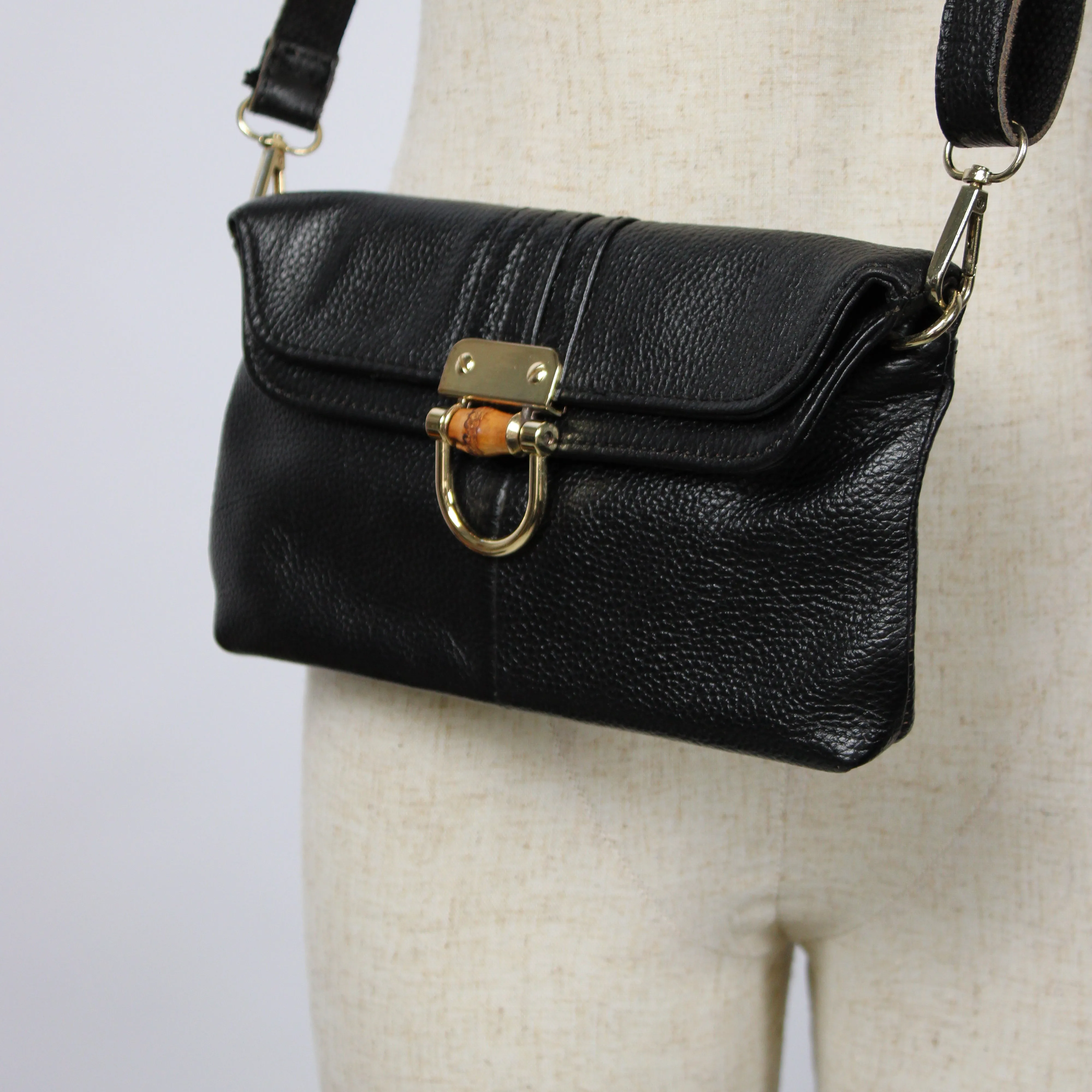 Classic Black Leather Satchel