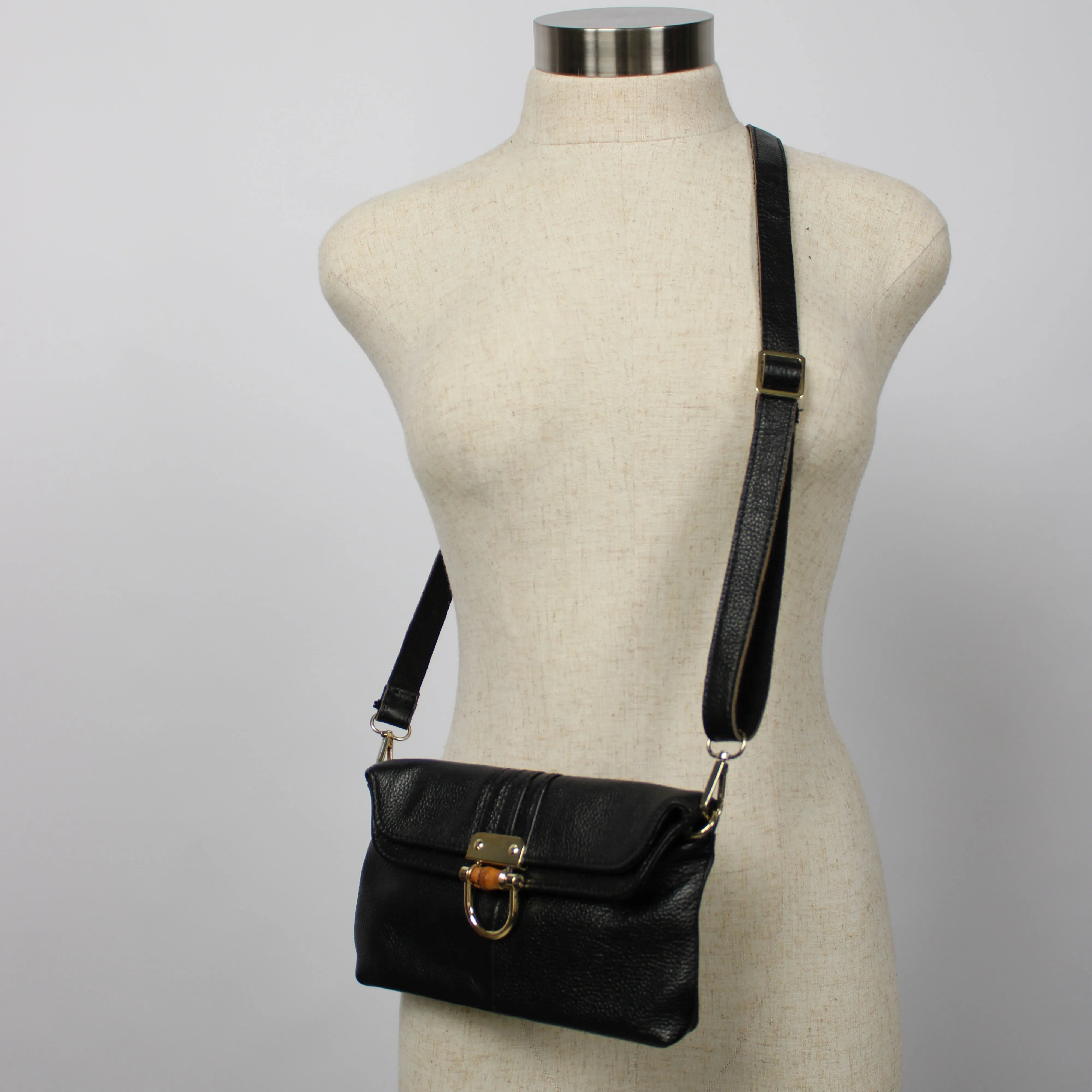 Classic Black Leather Satchel