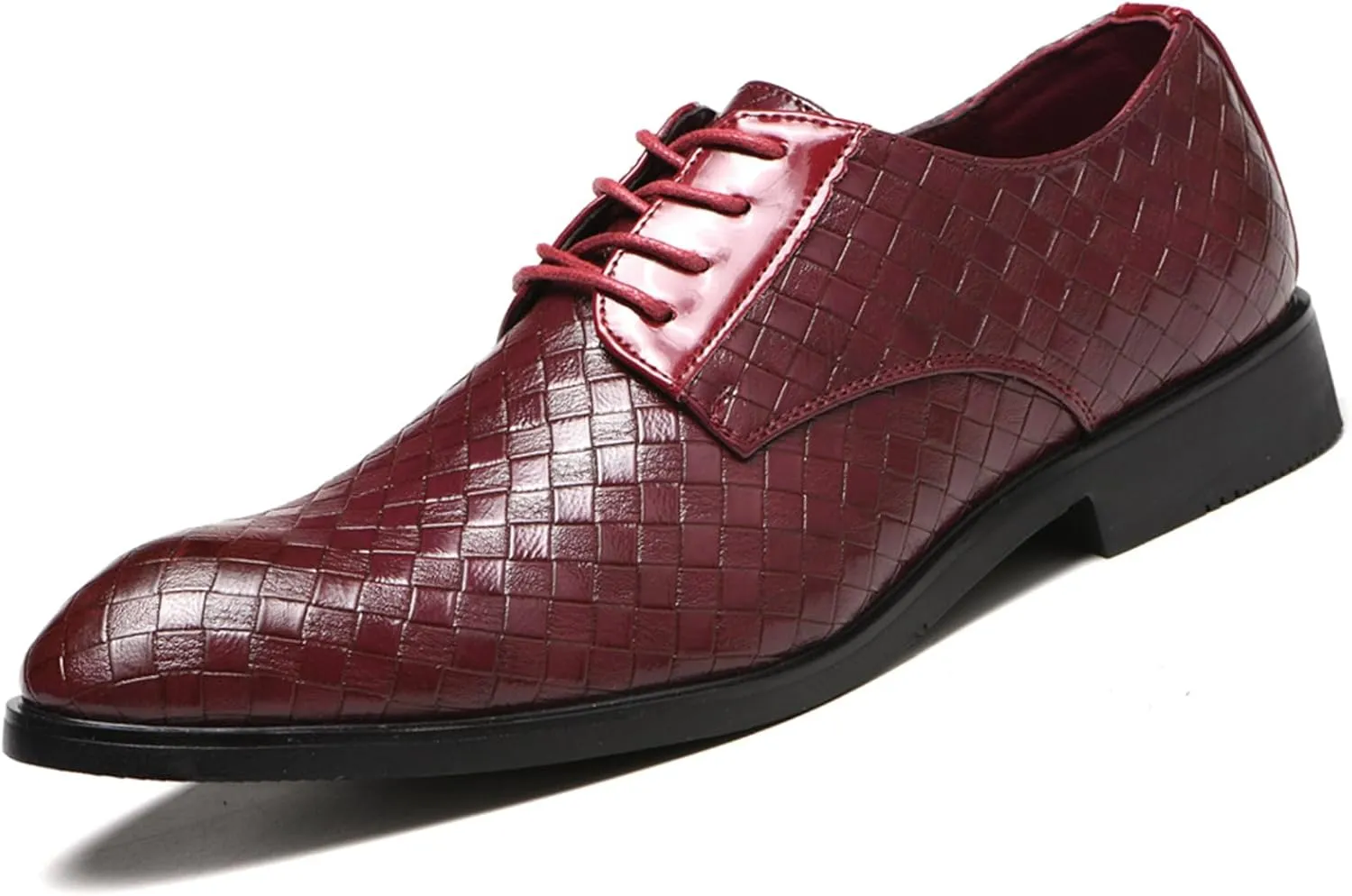 Classic Dress Shoes for Men Fashion Crocodile Printed Lace-Up Pointed-Toe Oxfords Shoes Business Formal Wedding Shoes