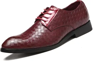 Classic Dress Shoes for Men Fashion Crocodile Printed Lace-Up Pointed-Toe Oxfords Shoes Business Formal Wedding Shoes