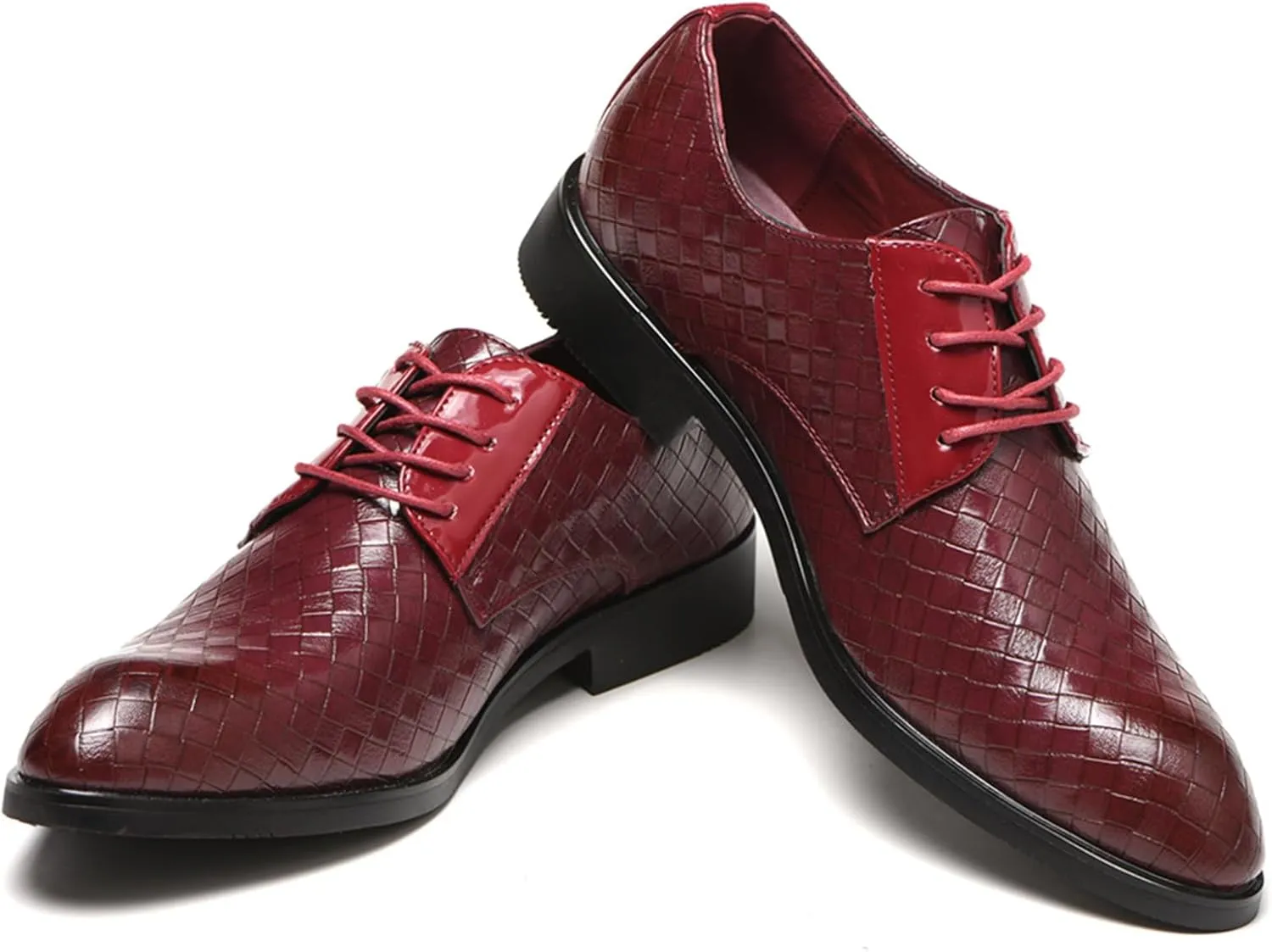 Classic Dress Shoes for Men Fashion Crocodile Printed Lace-Up Pointed-Toe Oxfords Shoes Business Formal Wedding Shoes