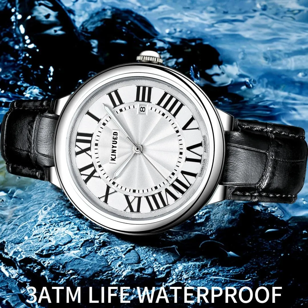 Classic Retro Automatic Mens Watch Calendar Luxury Brand Leather Belt Business Mechanical Watches