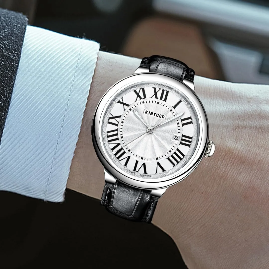Classic Retro Automatic Mens Watch Calendar Luxury Brand Leather Belt Business Mechanical Watches