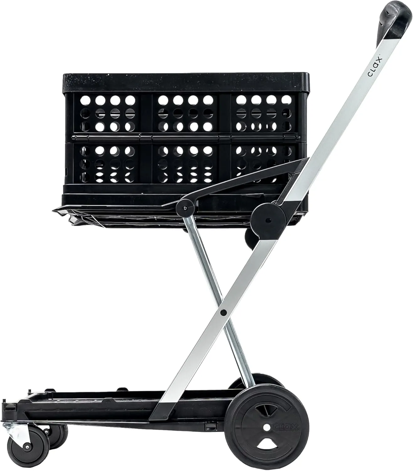 CLAX® The Original | Made in Germany | Multi use Functional Collapsible carts | Mobile Folding Trolley | Shopping cart with Storage Crate (Black)