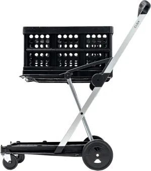 CLAX® The Original | Made in Germany | Multi use Functional Collapsible carts | Mobile Folding Trolley | Shopping cart with Storage Crate (Black)