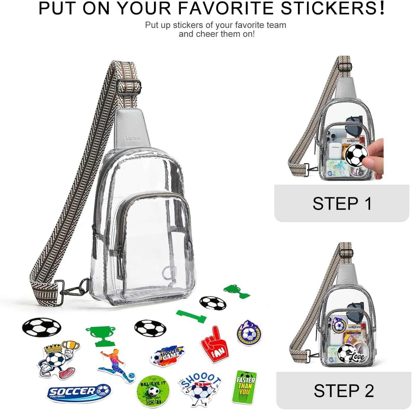 Clear Bag for Stadium Events, Clear Purse for Women Stadium Crossbody Bag, Transparent Bag for Concerts Sports