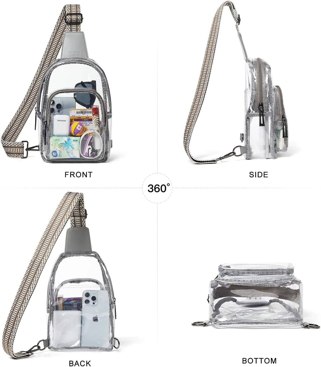 Clear Bag for Stadium Events, Clear Purse for Women Stadium Crossbody Bag, Transparent Bag for Concerts Sports