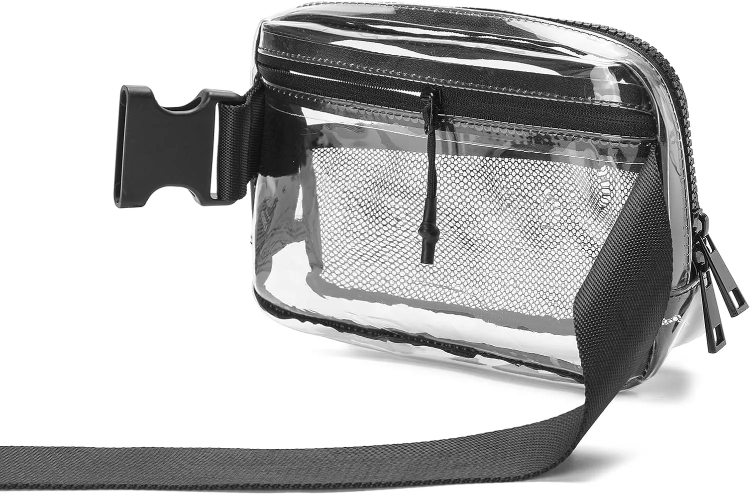 Clear Belt Bag Fanny Pack Stadium Approved for Women Men with Adjustable Strap,Crossbody Clear Waist Bag Pouch for Concerts Hiking Running Blak