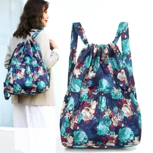 Cloth Drawstring Large Capacity Female Foldable Backpacks