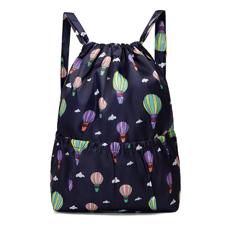 Cloth Drawstring Large Capacity Female Foldable Backpacks