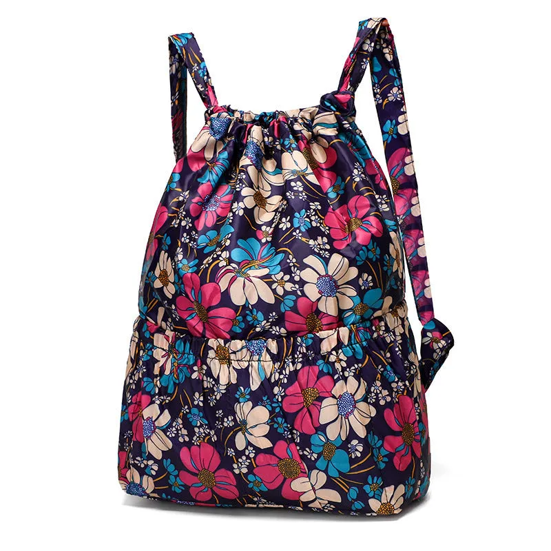 Cloth Drawstring Large Capacity Female Foldable Backpacks
