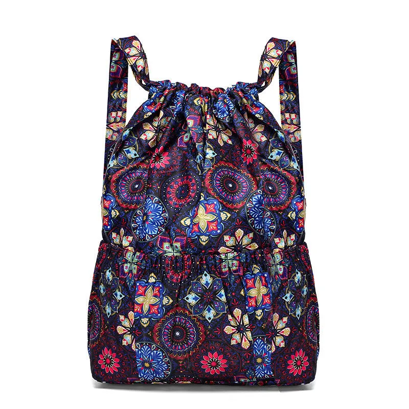 Cloth Drawstring Large Capacity Female Foldable Backpacks