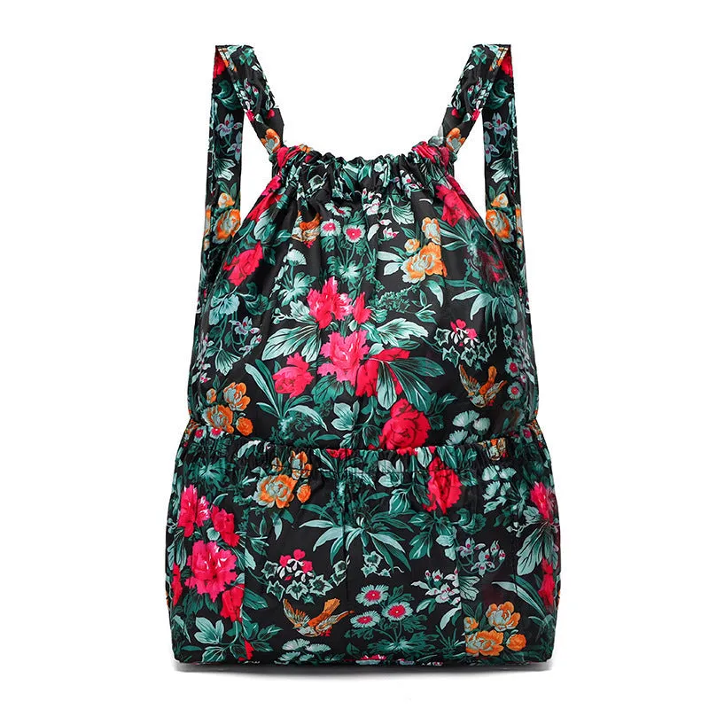 Cloth Drawstring Large Capacity Female Foldable Backpacks