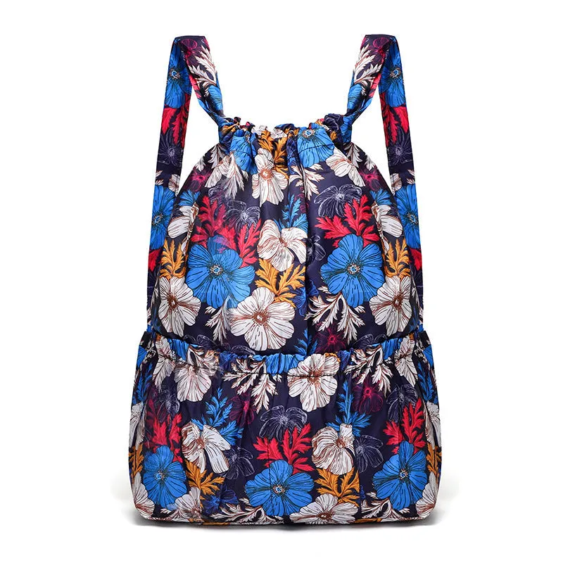 Cloth Drawstring Large Capacity Female Foldable Backpacks