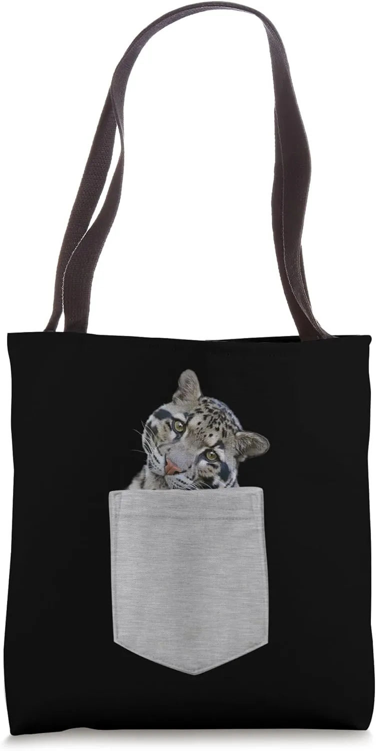 Clouded Leopard Fake Pocket Genus Panther Felidae Novelty Tote Bag