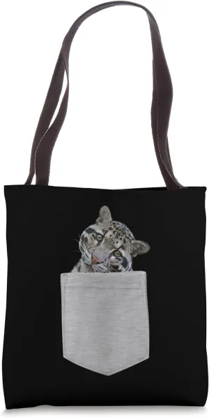 Clouded Leopard Fake Pocket Genus Panther Felidae Novelty Tote Bag