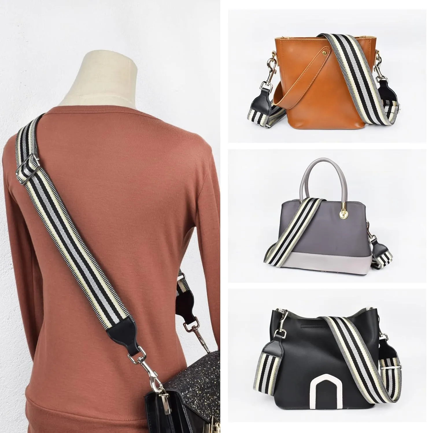 CLOUDMUSIC Handbag Strap Replacement Crossbody Strap Purse Strap With Silver Clips For Women Girls