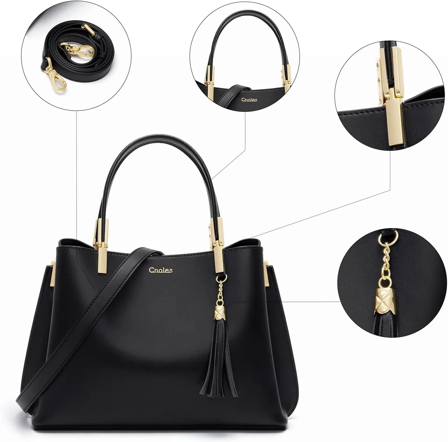 Cnoles Handbags for Women Large Capacity Tote Shoulder Bags Ladies Handle Satchel Purse