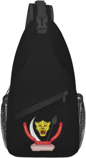 Coat of Arms of the Democratic Republic of the Congo Crossbody Bags For Women Men Chest Backpack Gym Shoulder Bag Travel Outdoor Sports Casual Crossbody Bags