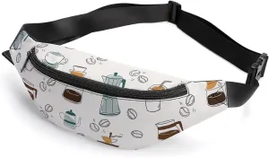 Coffee Pattern Crossbody Waist Bag with Large Capacity And Portability