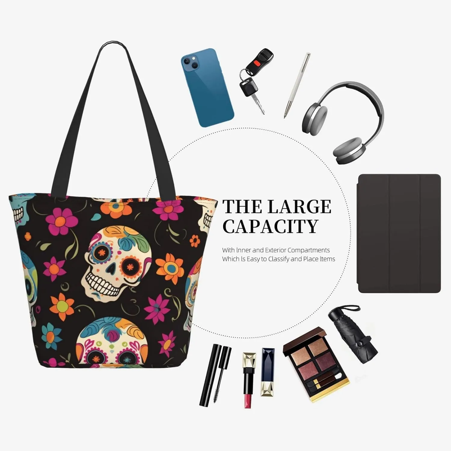 Colored Skeleton Women'S Multi-Faceted Shopping Bag, Lightweight, Large Capacity, Very Suitable For Daily Use