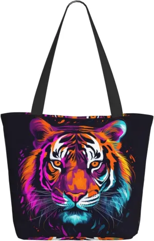 Colored Tiger Women'S Multi-Faceted Shopping Bag, Lightweight, Large Capacity, Very Suitable For Daily Use