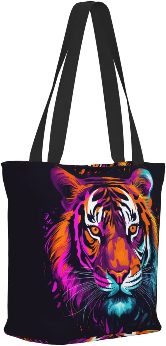 Colored Tiger Women'S Multi-Faceted Shopping Bag, Lightweight, Large Capacity, Very Suitable For Daily Use