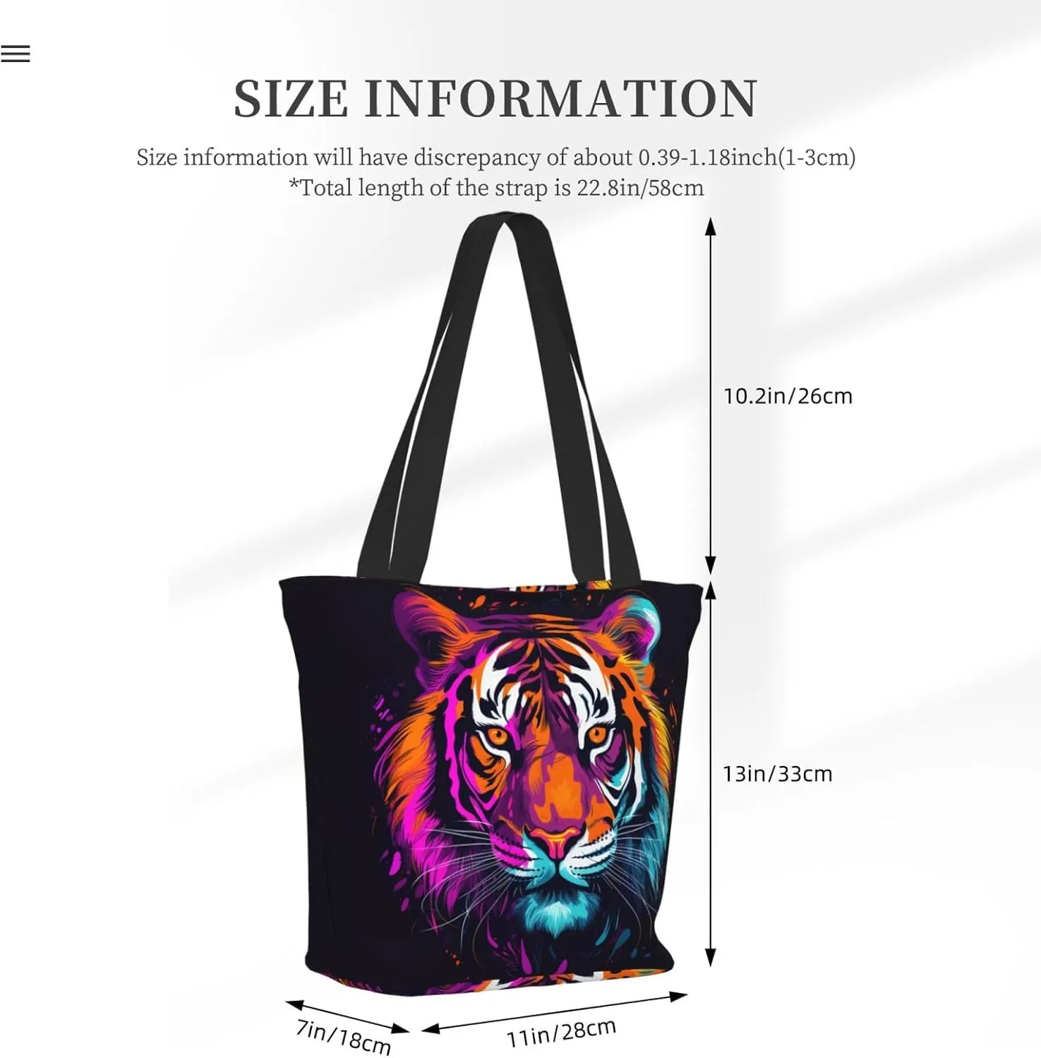 Colored Tiger Women'S Multi-Faceted Shopping Bag, Lightweight, Large Capacity, Very Suitable For Daily Use