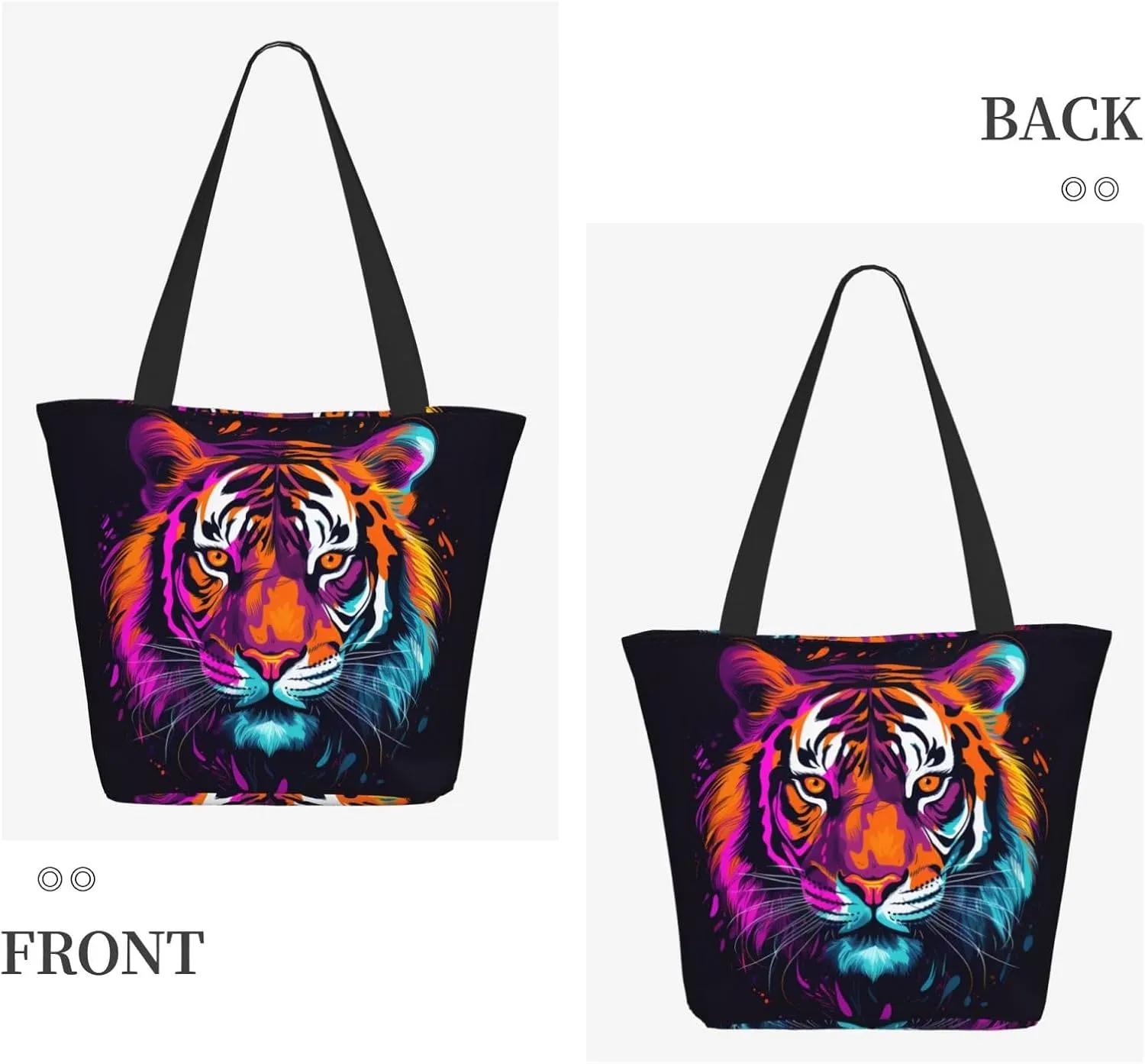 Colored Tiger Women'S Multi-Faceted Shopping Bag, Lightweight, Large Capacity, Very Suitable For Daily Use