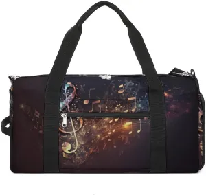 Colorful-music Pattern Sports Tote Gym Bag for Women Men, Overnight Bag with Shoe Compartment Water Resistant