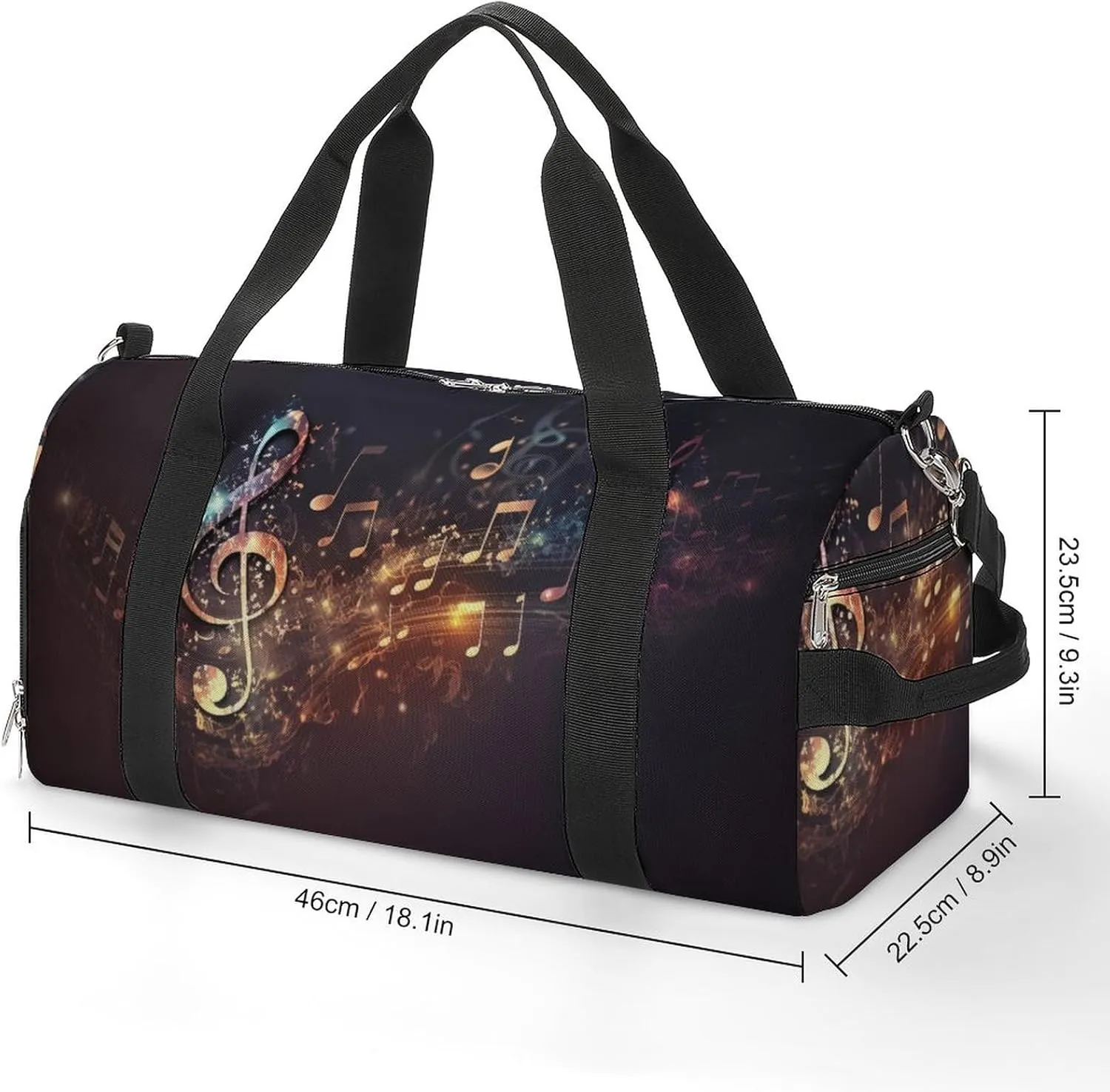 Colorful-music Pattern Sports Tote Gym Bag for Women Men, Overnight Bag with Shoe Compartment Water Resistant