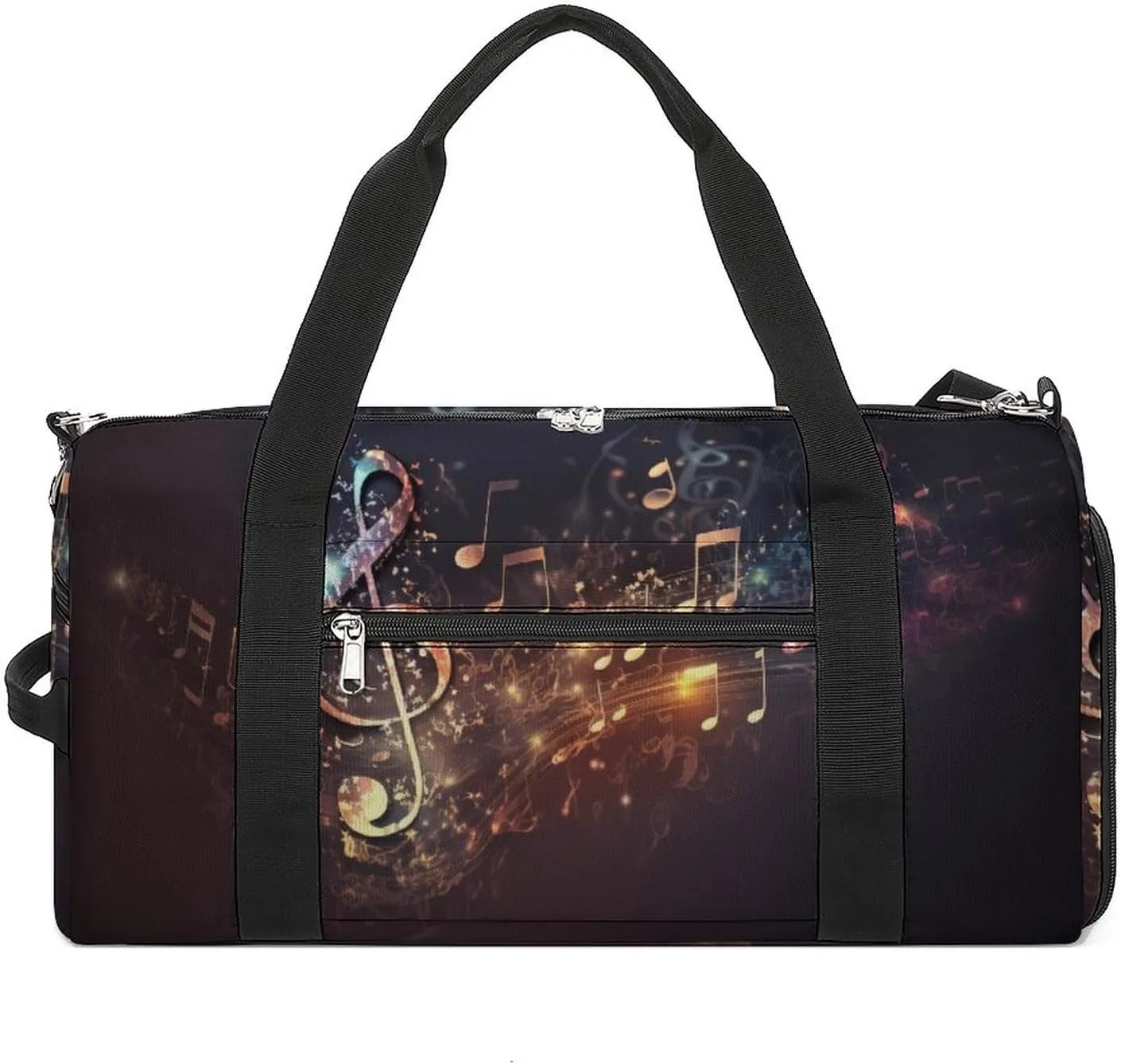 Colorful-music Pattern Sports Tote Gym Bag for Women Men, Overnight Bag with Shoe Compartment Water Resistant