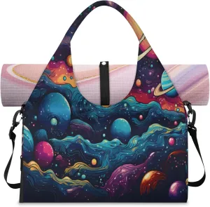 Colorful Nebula Sky Waterproof Gym Bag for Men Women, Sports Duffel Bag with Shoe Compartment Yoga Mat Holder, Portable Large Travel Bag for Fitness, Camping, Weekend Trips