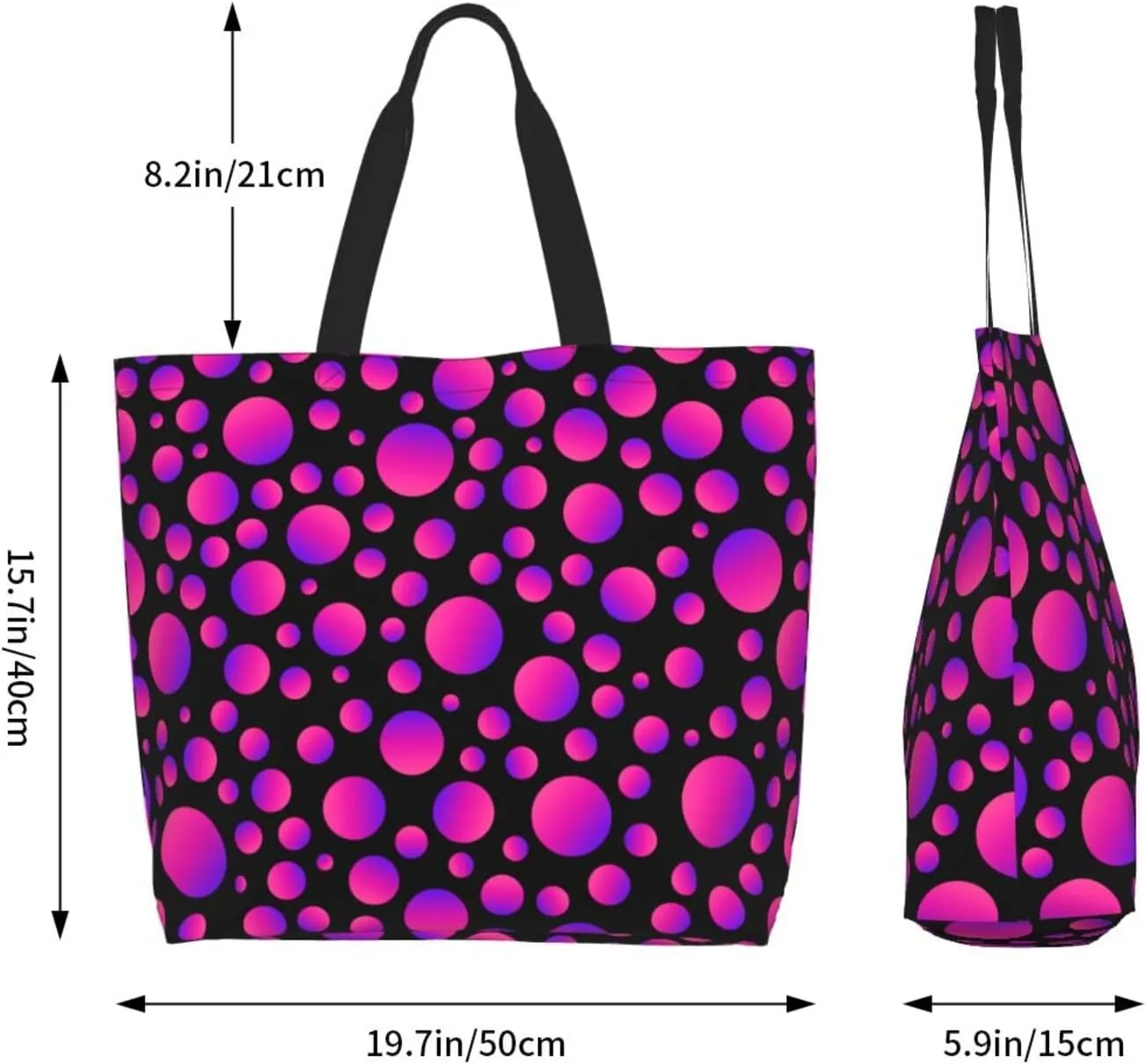 Colorful Polka Dots Cute Tote Bag Beach Bag Large Capacity Grocery Bag Reusable Shopping bags for Women