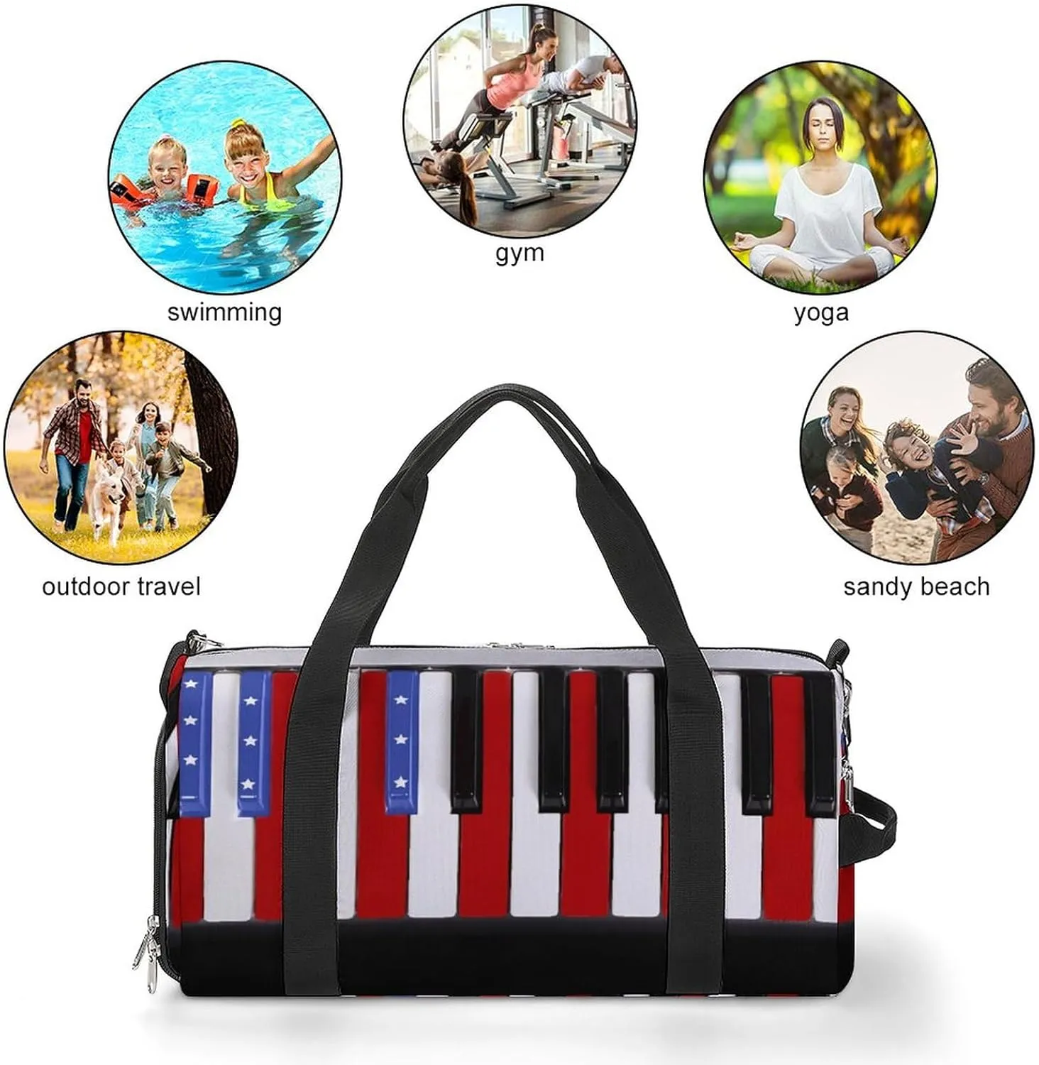 Colors American Flag Sports Tote Gym Bag for Women Men, Overnight Bag with Shoe Compartment Water Resistant
