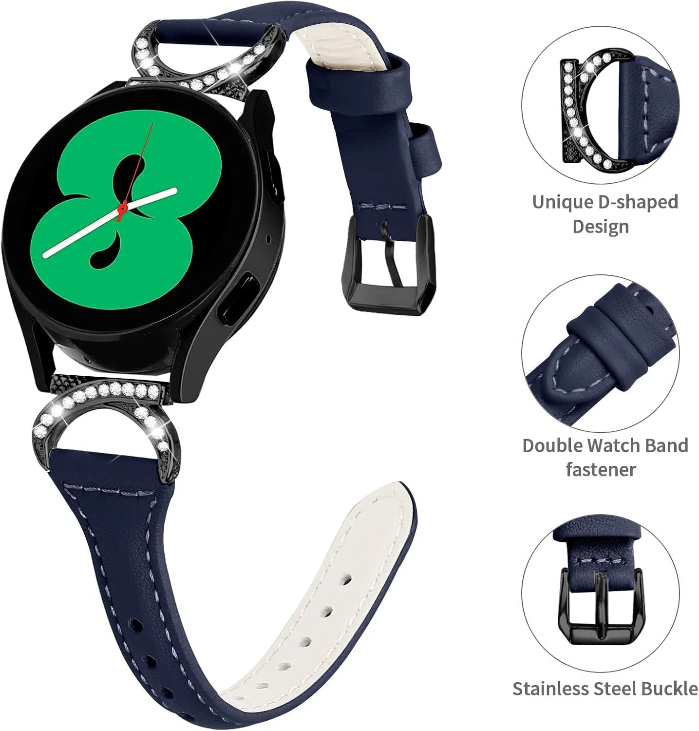 Compatible With Galaxy Watch 3 41mm Leather Band,Adjustable Wrist Strap with Metal Buckle for Galaxy Watch 42mm/Active/Active2/Gear S2 SmartWatch