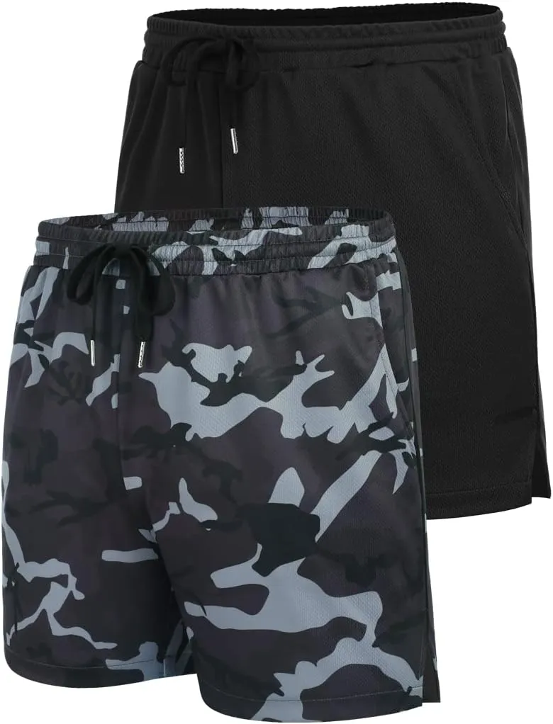 COOFANDY Men's 2 Pack Gym Workout Shorts Quick Dry Athletic Shorts 5 Inch Lightweight Sports Running Shorts with Pockets