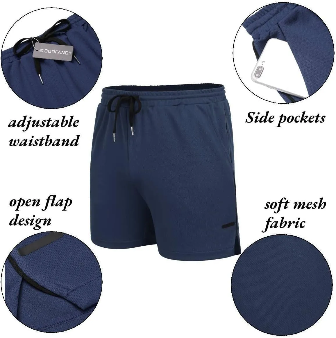 COOFANDY Men's 2 Pack Gym Workout Shorts Quick Dry Athletic Shorts 5 Inch Lightweight Sports Running Shorts with Pockets