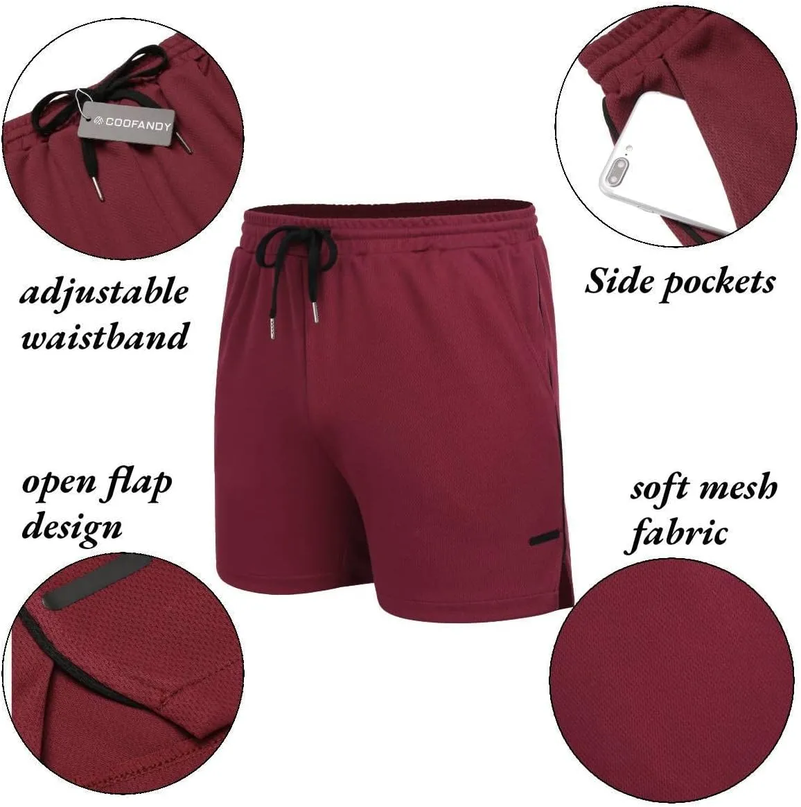 COOFANDY Men's 2 Pack Gym Workout Shorts Quick Dry Athletic Shorts 5 Inch Lightweight Sports Running Shorts with Pockets